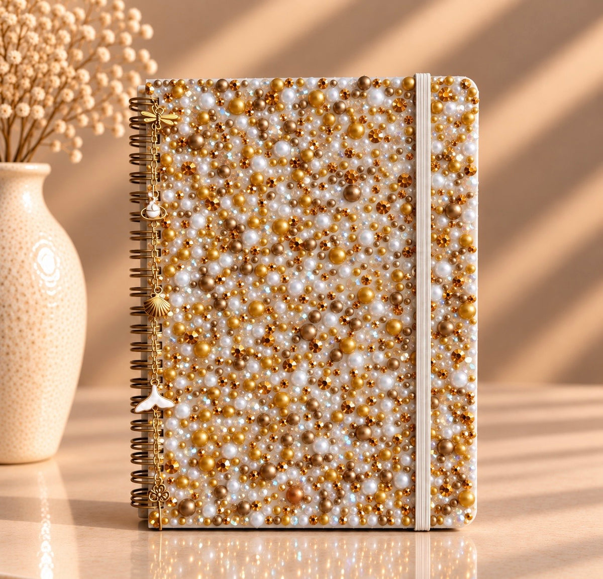 Tan Luxe Rhinestone Notebook